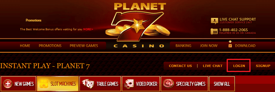 Planet Casino Login