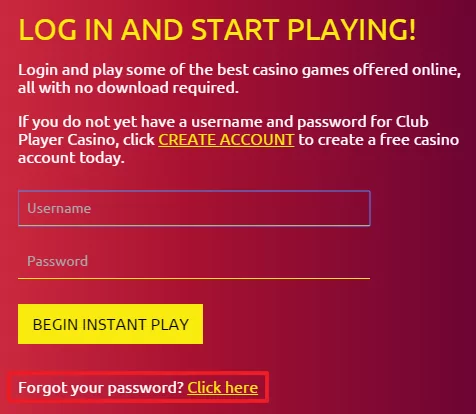 Club Player Casino login 2