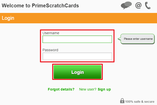 Prime Scratch Cards login 3