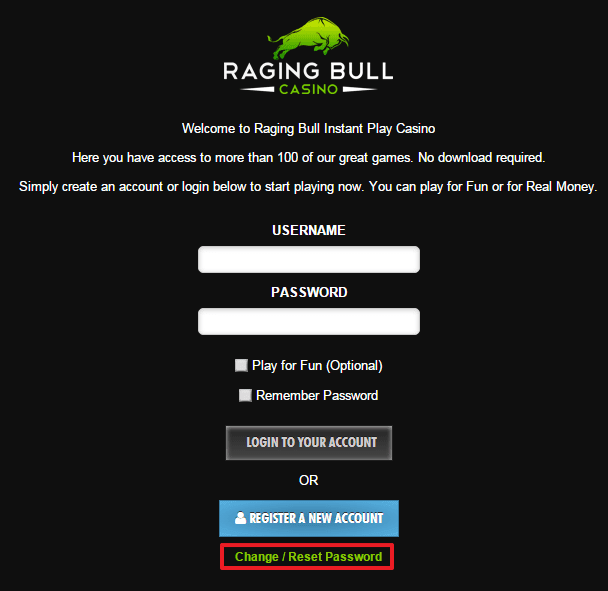 Raging Bull casino login 3