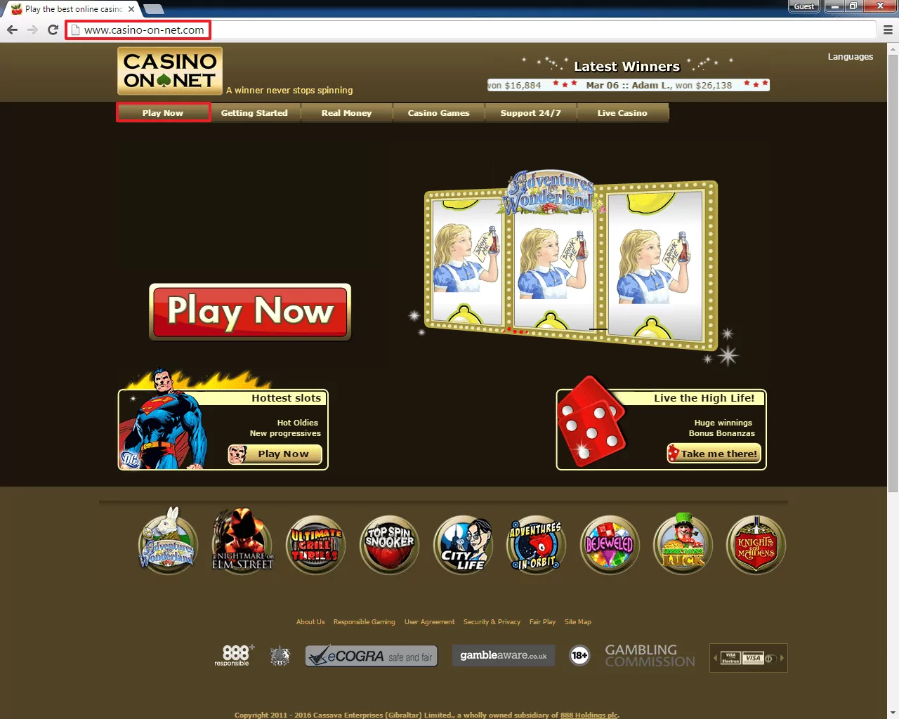 Casino On Net login