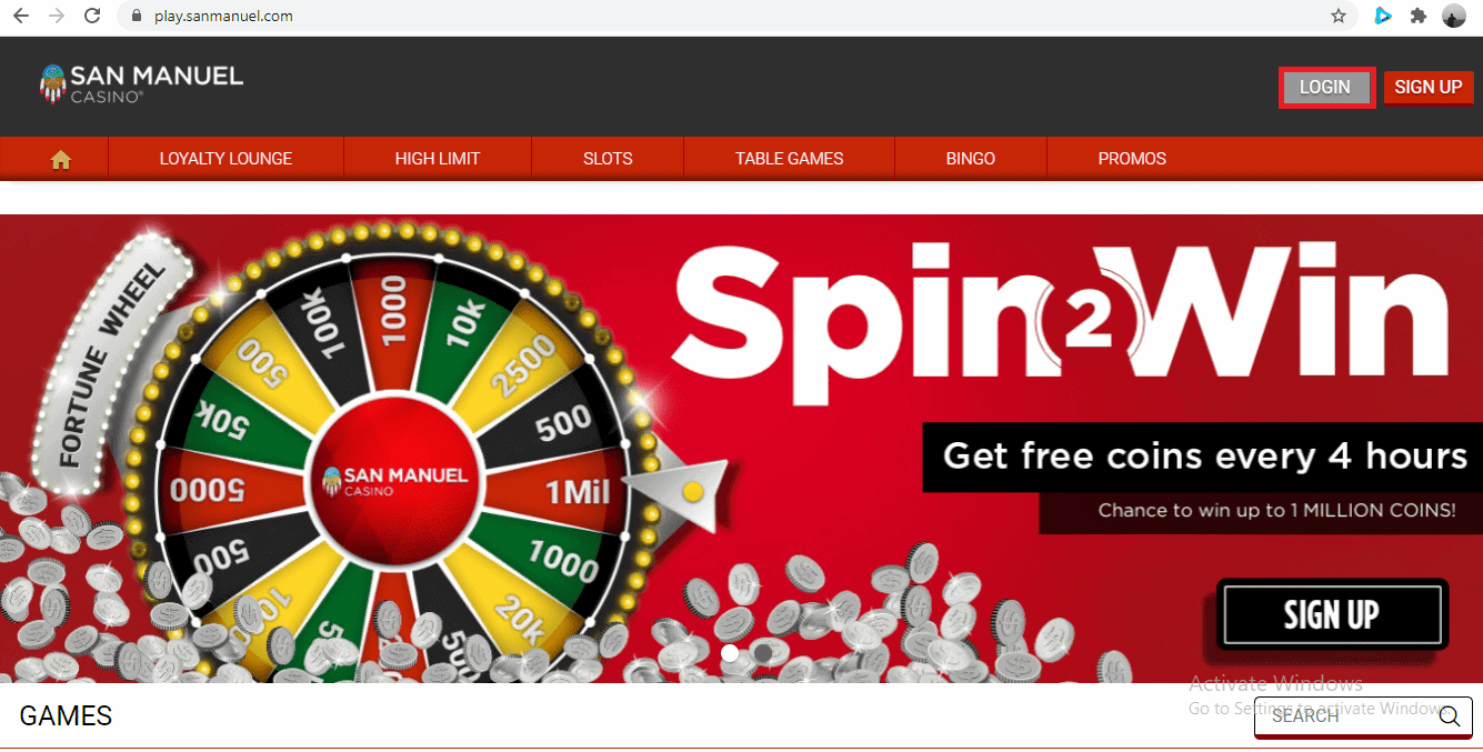 San Manuel Casino Homepage