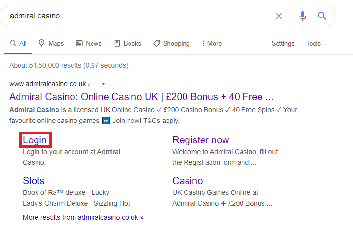Admiral Casino Search Listing